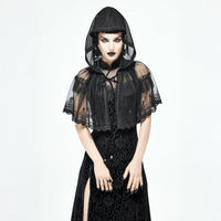 Black Lace Hooded Cape