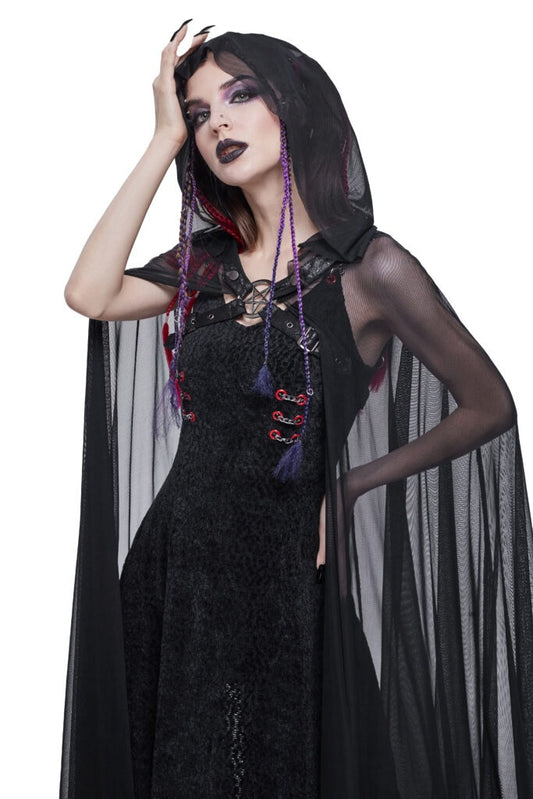 Gothic Long Hooded Cape W Harness