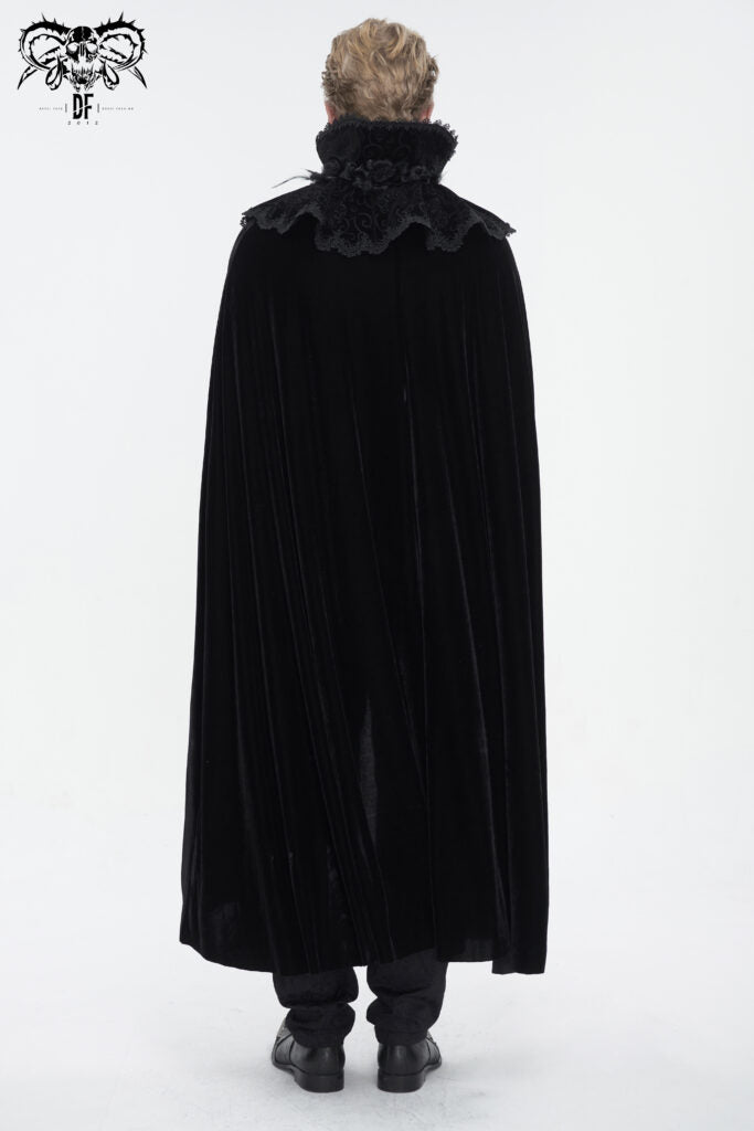 High Velvet Trim Collar Cloak