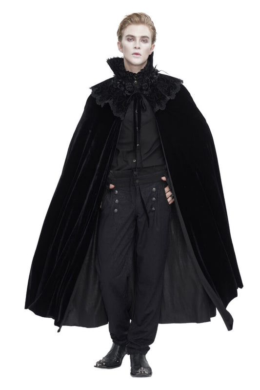 High Velvet Trim Collar Cloak