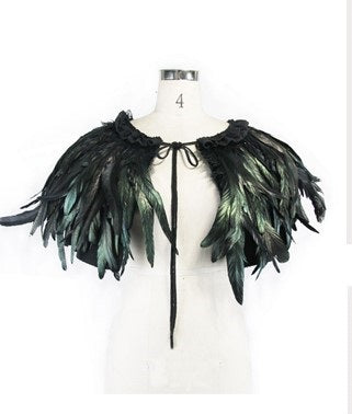Gothic Feather Cape Dark Green