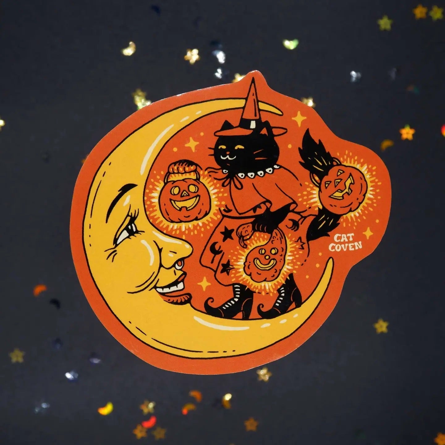 Cat Witch & Moon - Sticker