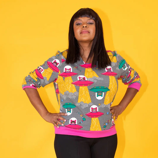 Cats In Space Plus Size Terry Pullover