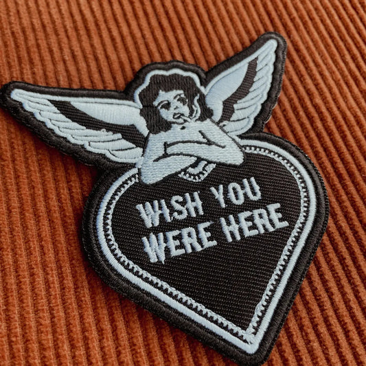 Embroidered Iron-On Patch - Cherub Heart