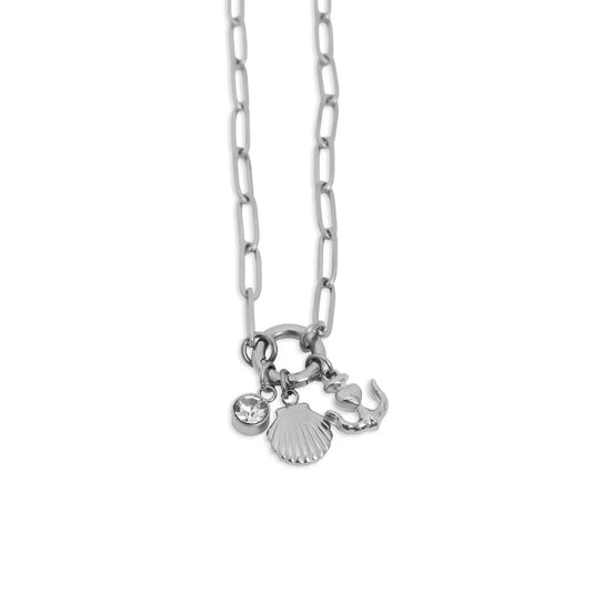SS Shell Anchor Charm Holder Necklace Gift Set