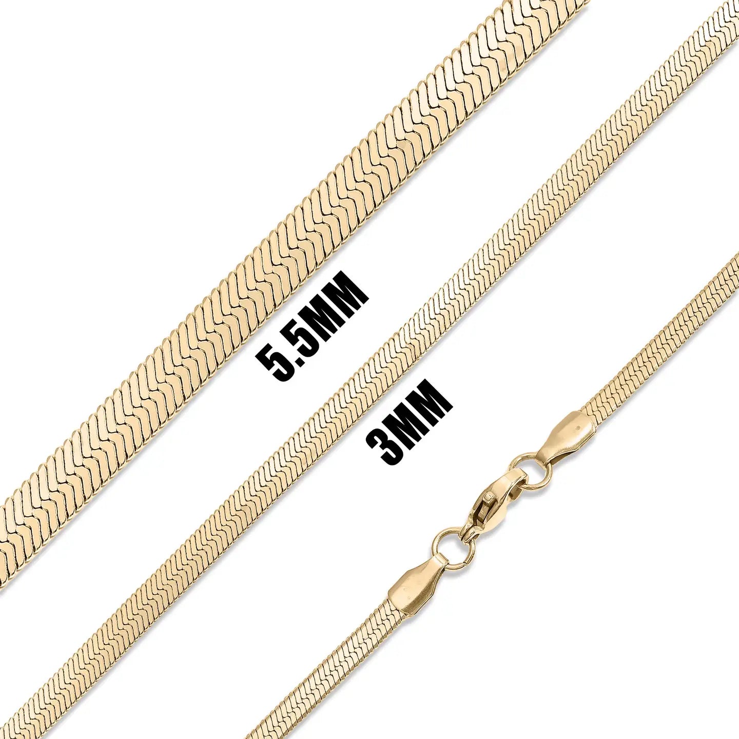 18K GOLD HERRINGBONE CHAIN NECKLACE