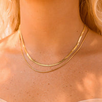 18K Gold Stainless Steel Herringbone Chain Necklace | 14" / 5.5mm