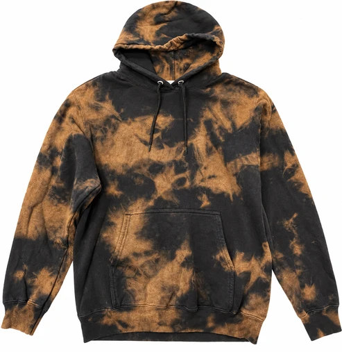 Black & Orange Over Dye Bleach Hoodie