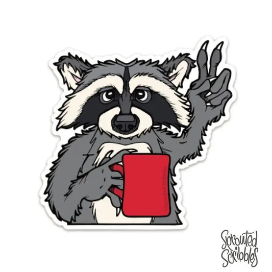 Coffee Raccoon Sticker