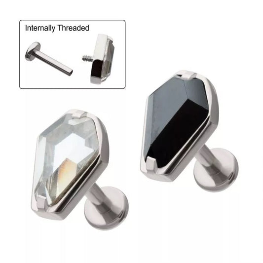 Labret de gema con punta de ataúd