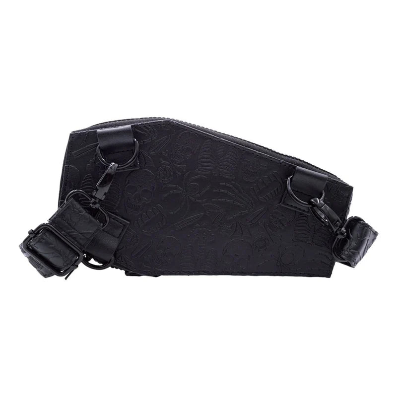 Coffin Embossed Skull Hip Pouch