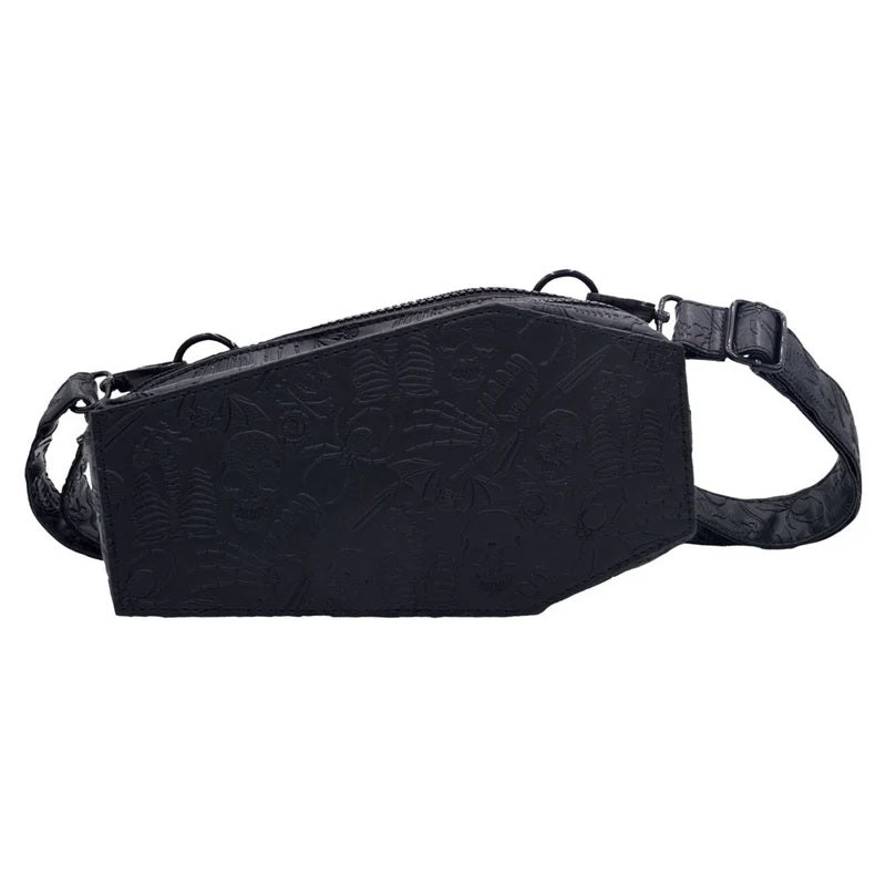 Coffin Embossed Skull Hip Pouch
