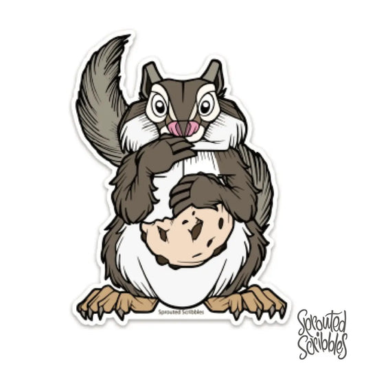 Cute Squirrel Sticker Eating Cookie