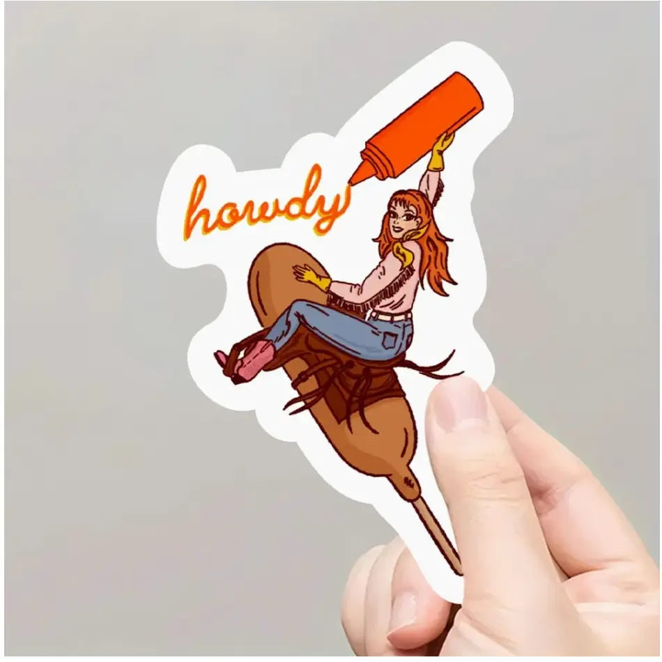 Corn Dog Cowgirl Sticker – Cute & Quirky Western Aesthetic