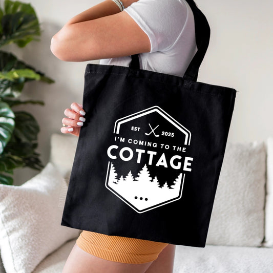 Black Cottage Trees Tote Bag