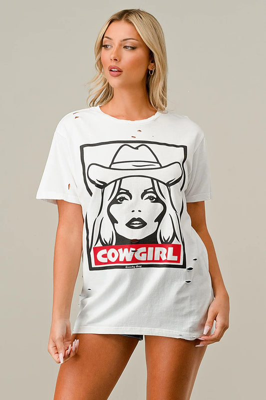 Distressed Tee Cowgirl