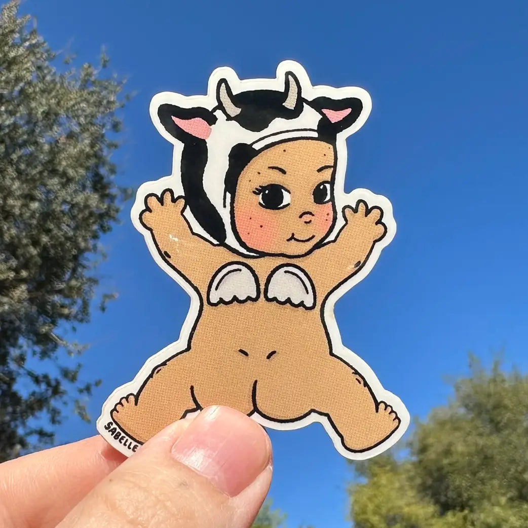 Cow Kewpie Splat Sticker