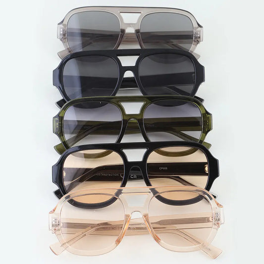 Retro Straight Aviator Sunglasses