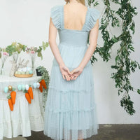 Polka Dot Chiffon Smocked Tiered Midi Dress