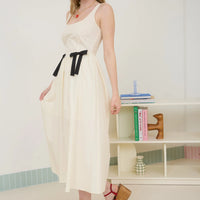 Bow Details Sleeveless A-Line Midi Dress