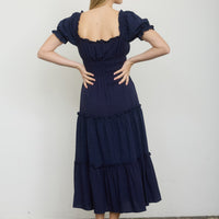 Front Tie Tiered Midi Dress