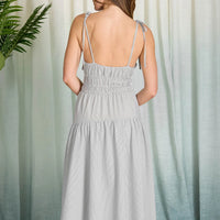 Stripe Spaghetti Strap Longline Midi Dress