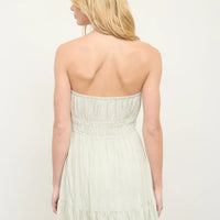 Stripe Strapless Front Tie Detail Mini Dress