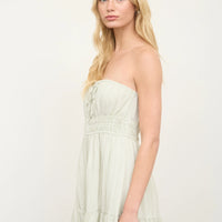 Stripe Strapless Front Tie Detail Mini Dress