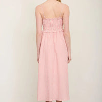 Stripe Spaghetti Strap Keyhole Ruffled Midi Dress