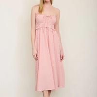 Stripe Spaghetti Strap Keyhole Ruffled Midi Dress