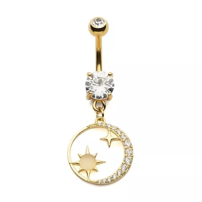 Crescent Moon With Sun And Star