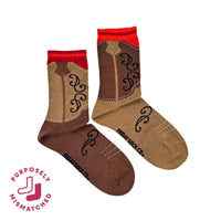 Cowboy Boot Mismatched Crew Socks