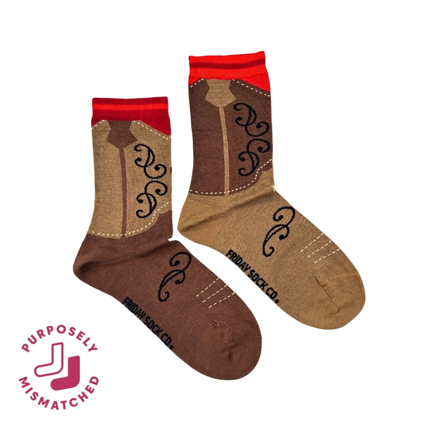 Cowboy Boot Mismatched Crew Socks