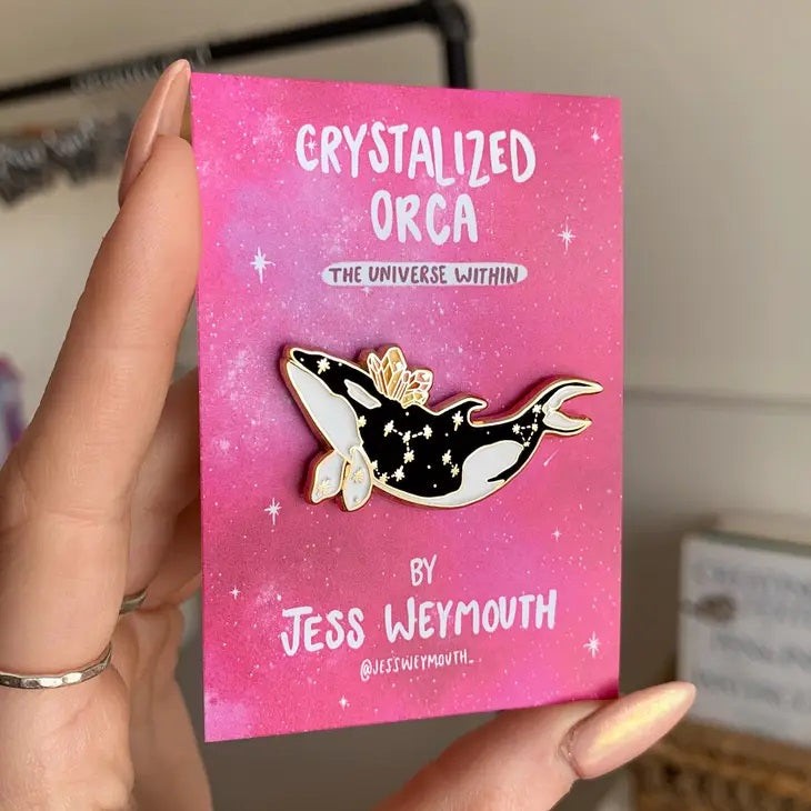 Crystalized Orca Pink Enamel Pin