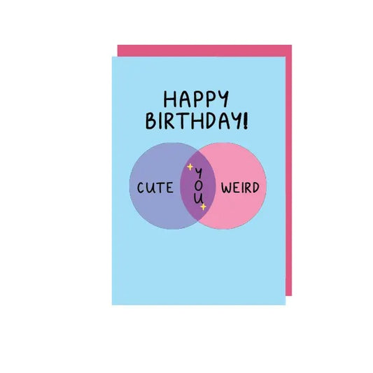 Cute, Weird, You Venn Diagram Birthday Card