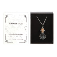 Protection Obsidian Crystal Chip Potion Bottle Necklace