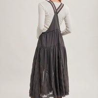 Lace Embroidered Tulle Bib Maxi Dress