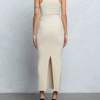 Jersey Mockneck Maxi Dress