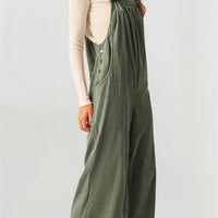 Corduroy Pocketed Wide Leg Loose Fit Overall