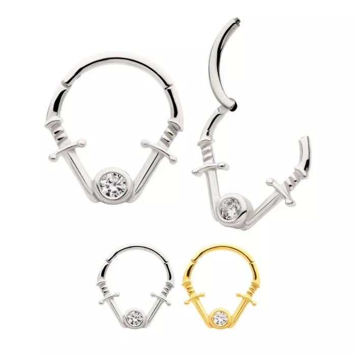 Poignards doubles de 16 g avec gemme sertie de lunette