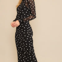 Plus Polka Dot Mesh Print Maxi Dress With Separate Lining