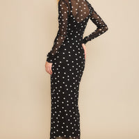 Plus Polka Dot Mesh Print Maxi Dress With Separate Lining