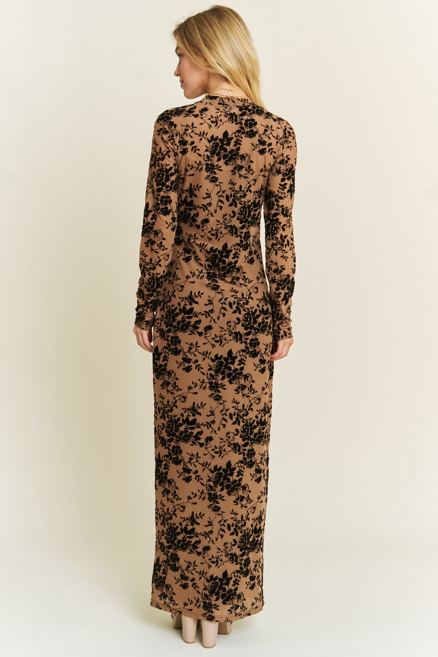 Velvet Flocking Maxi Mesh Dress