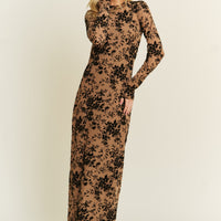 Velvet Flocking Maxi Mesh Dress