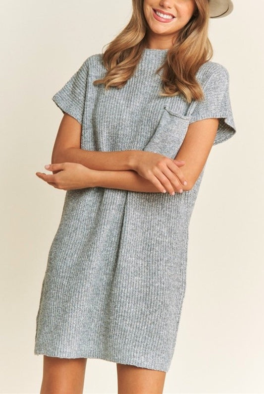 Classic Drop Shoulder Sweater Knit Mini Dress
