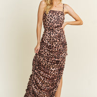 Animal Print Tank Maxi Slit Dress