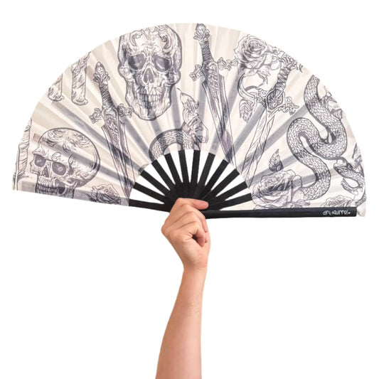 Skulls And Swords Tattoo Fan