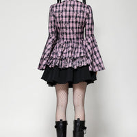 Mock Neck Plaid Two Tone Dress