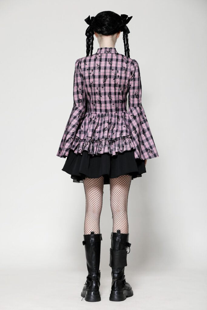 Mock Neck Plaid Two Tone Dress