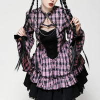 Mock Neck Plaid Two Tone Dress